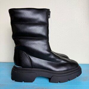 DKNY Women's Fiza Chunky Platform Zipper Boots Black 9M MSRP $169